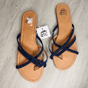 NWT ETC Navy Blue Strap Flip Flop Sandals Size 11